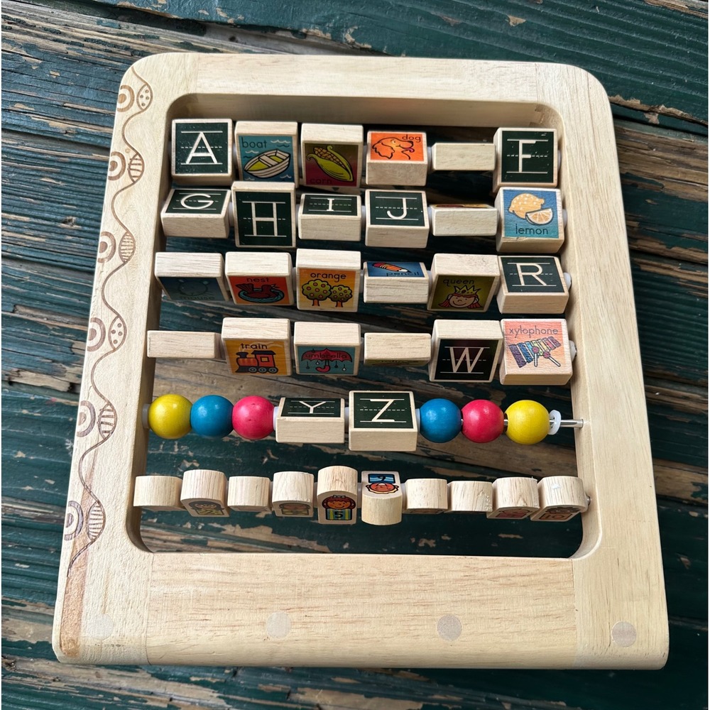 B.‎ Toys Wooden Alphabet Abacus Educational Toy Letters Numbers Beads Wood